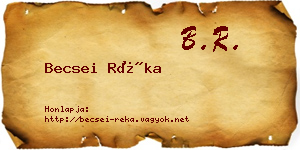 Becsei Réka névjegykártya